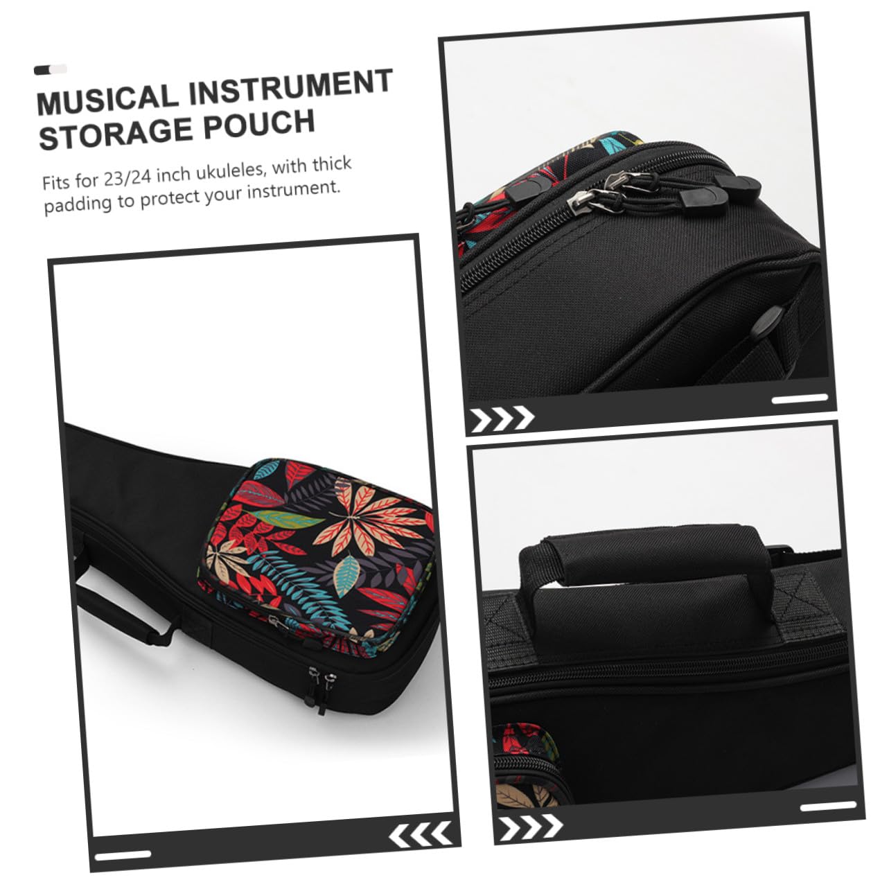 Bolsa para Ukelele Acolchado Grueso y Doble Correa de Hombro de 23 Pulgadas y Varios estilos Material de Nylon y Esponja, Gran Bolsillo Frontal para Almacenamiento Fácil