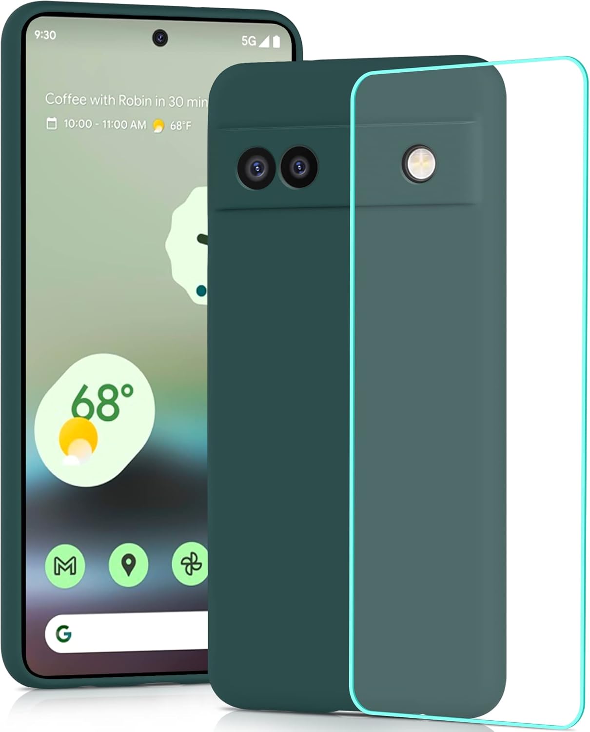 YATWIN Silicone Case for Google Pixel 6A 5G with Screen Protector, Soft