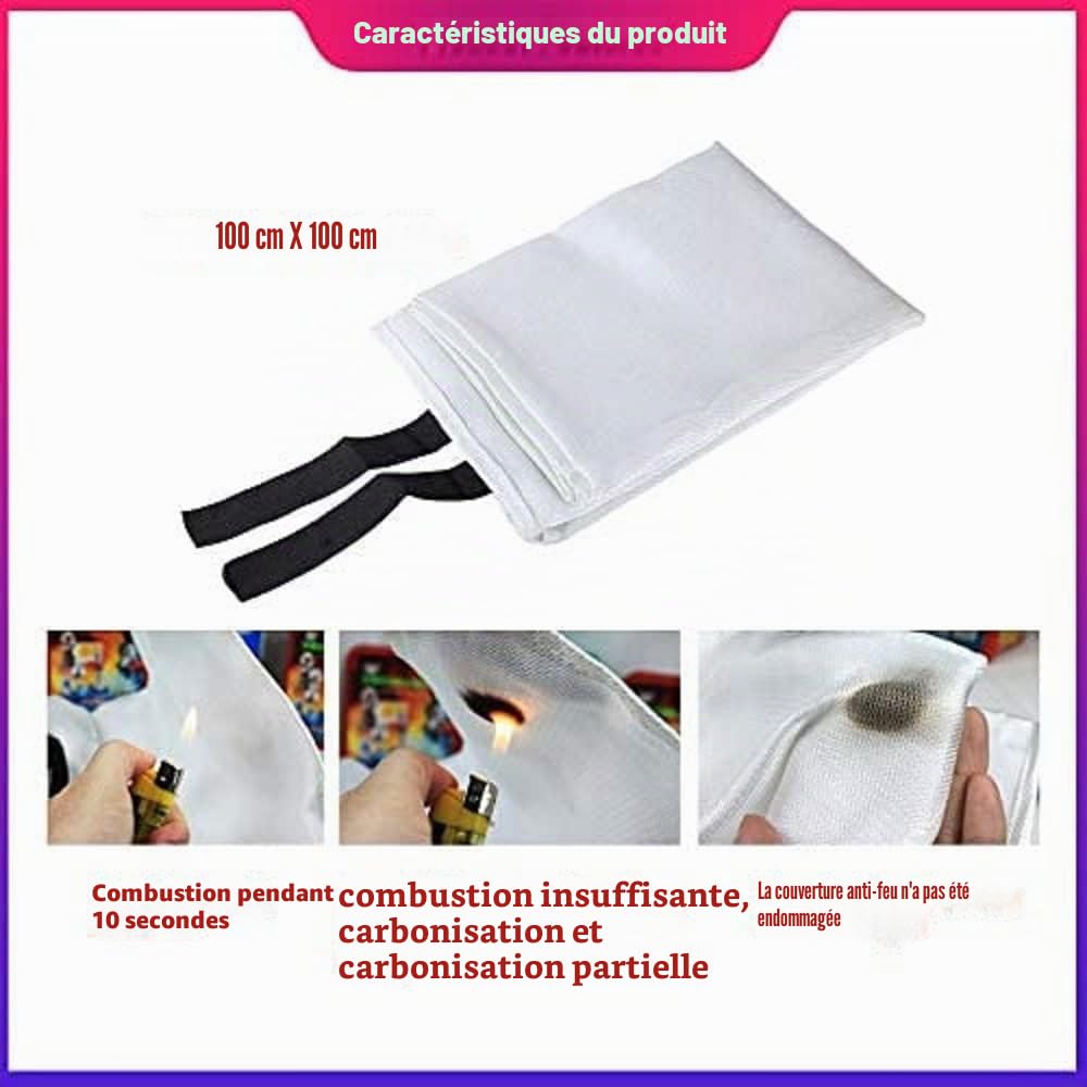 Couverture Anti Feu - 1 x 1 m - Couverture Anti Feu Fire Blanket pour Feu de Graisse dans la Cuisine
