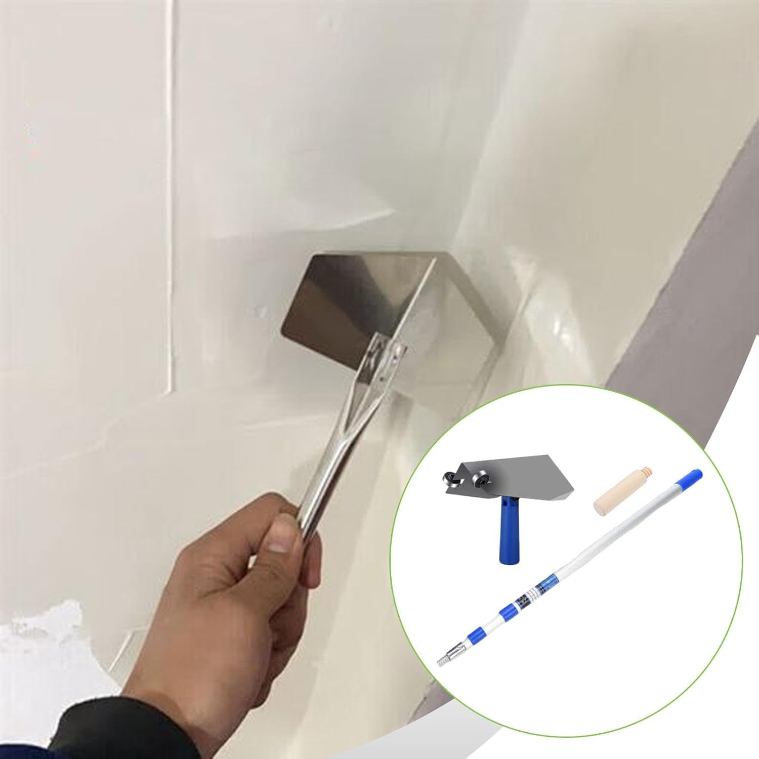 Generic Corner Trowel Concrete Edger Plastering Bricklaying Finishing Tools Wooden Handle Wall Repair Shaping Drywall Corner Tool, 2 M Rod