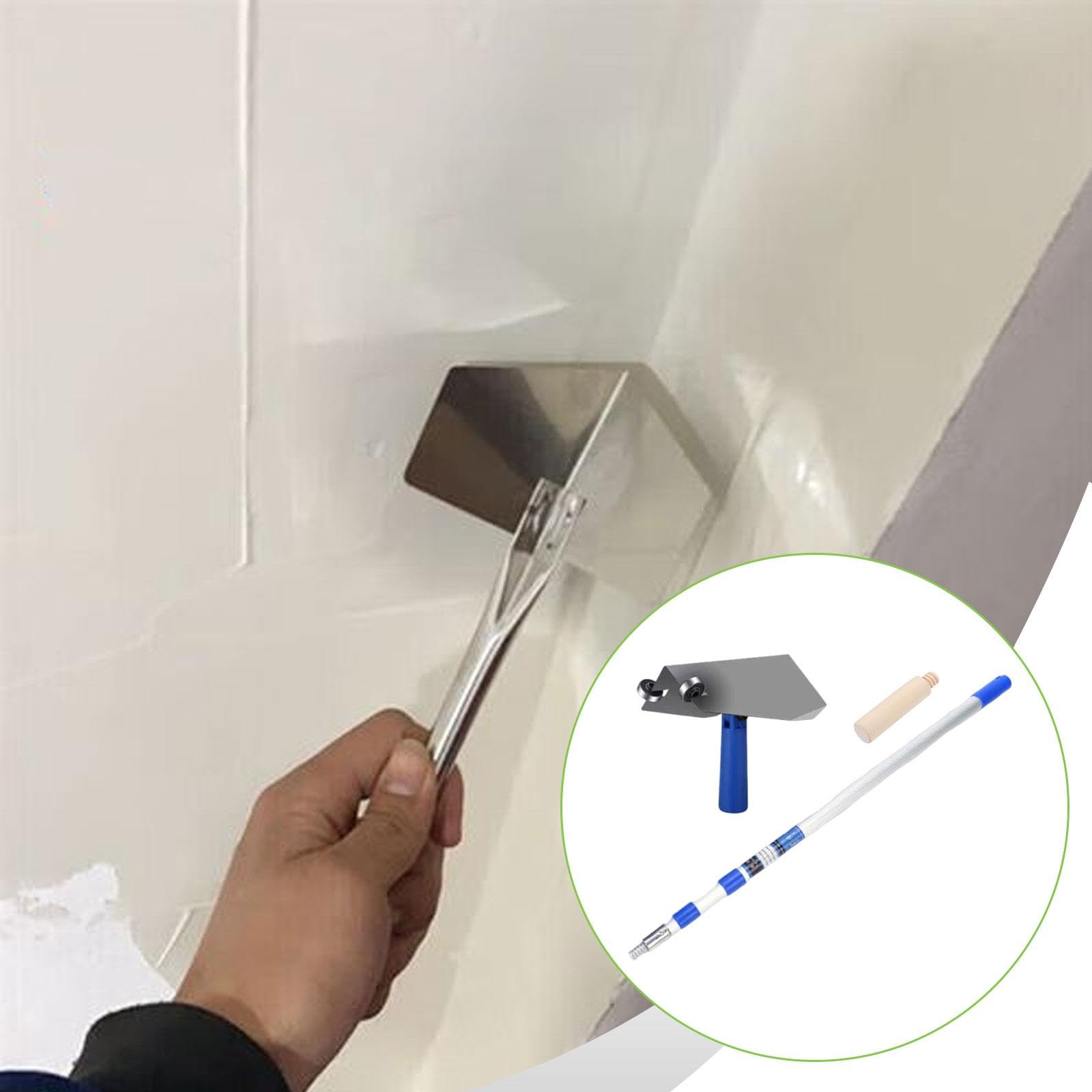 Taloche D'Angle pour Cloison Sèche Manche Bois Antidérapant Lisseuse Aluminium Inox Solide Outil Application Enduit Angle Intérieur Tige Incluse Adapt, 2 M Rod