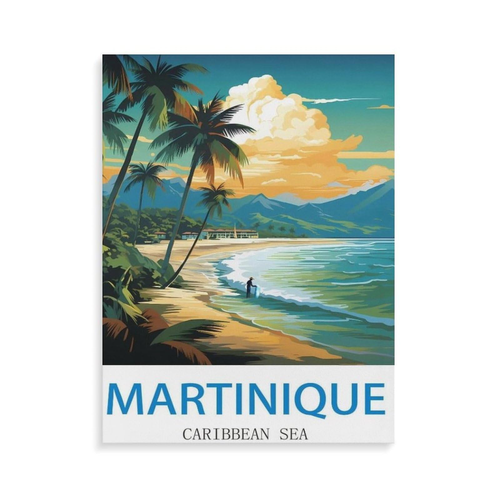 BEAYODKP Paint by Numbers，Martinique, Caribbean Sea，Exquisite Oil Painting by Numbers Kits for Beginners(20x30cm-N21