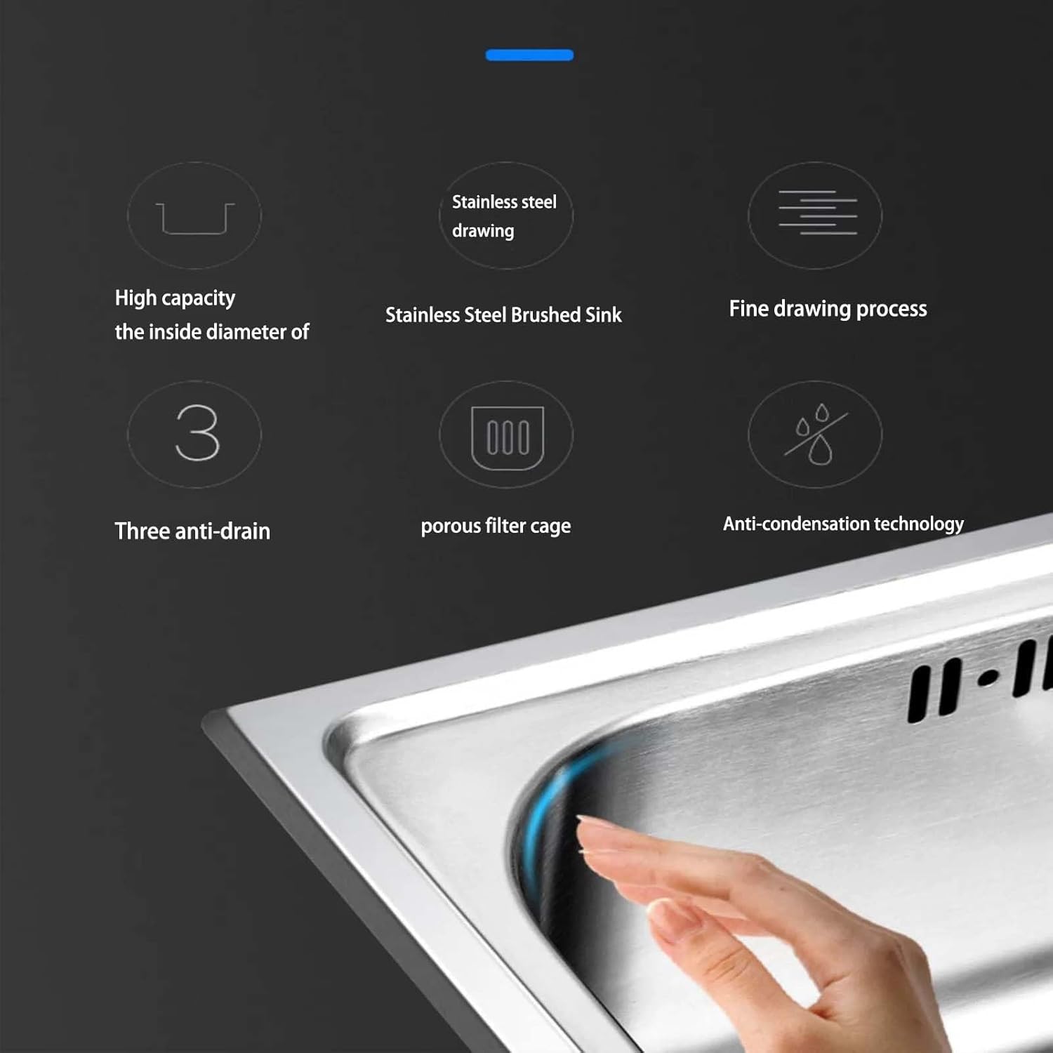 Wall-mounted sink, kitchen sink, stainless steel kitchen sink, 304 stainless steel, scratch-resistant and high-temperature resistant, durable, suitable for kitchen, restaurant ( Size : 53*38*35cm/21*1