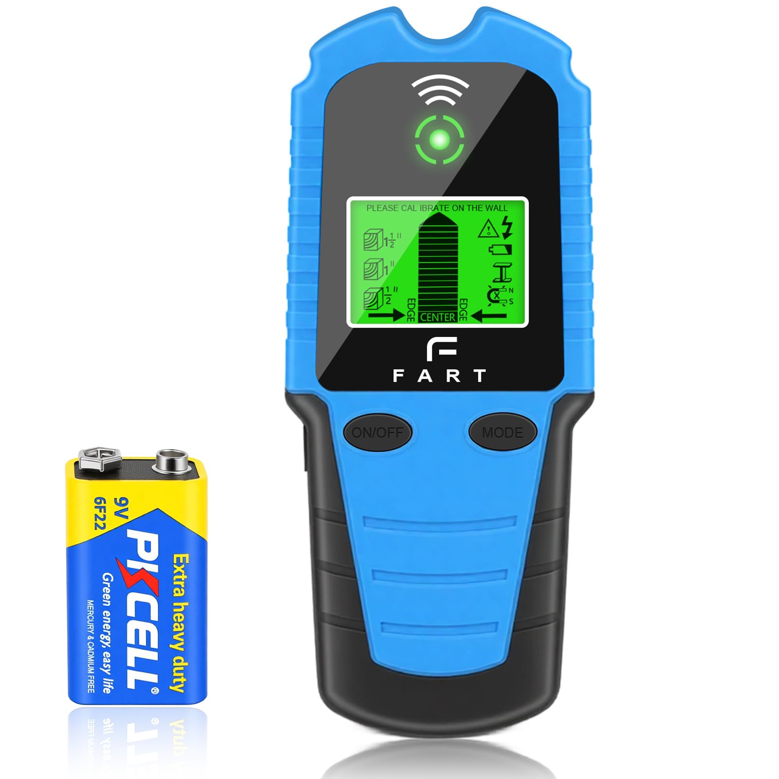 Stud Finder Wall Scanner 5-in-1 Electronic Stud Finder for Wood, Metal & Live AC Wire Detection, Wall Stud Finder with Positioning Hole, LCD Display, Bubble Level & Edge/Centre Scan (Blue)