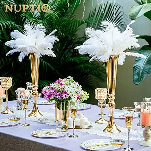 2 Pcs 55.5cm Height Versatile Metal Wedding Centerpieces Vase, Metal Trumpet Vase, Road Lead for Wedding Party Dinner Centerpiece Event for Anniversary Ceremony Party Birthday Aisle Home Decoration