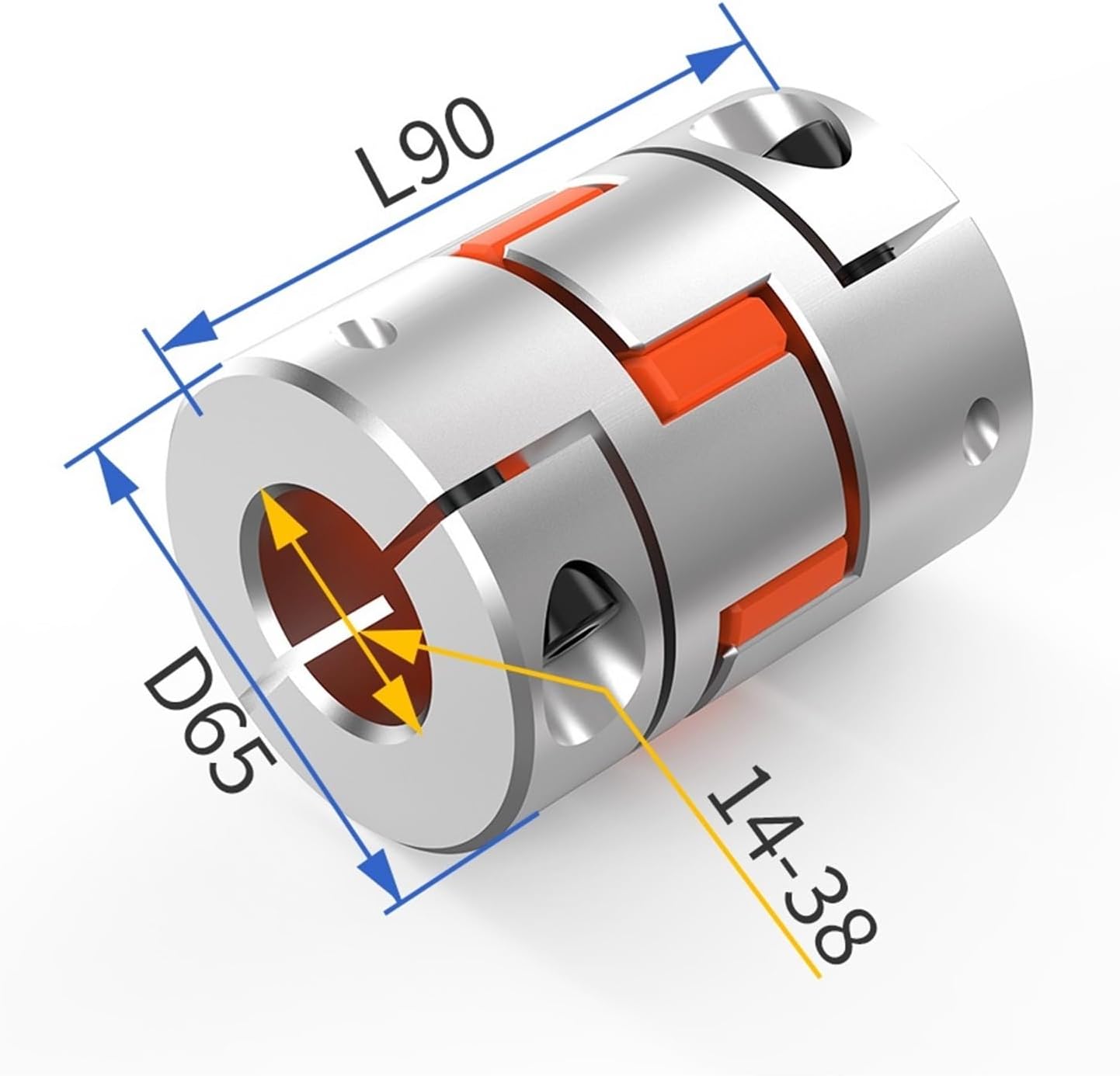 Jaw Shaft Coupler D65L90 Spider Flexible Motor Aluminium Coupler Encoder Connector 12/14/15/16/18/19/20/22/25/28/30 mm (Size : 16x25)
