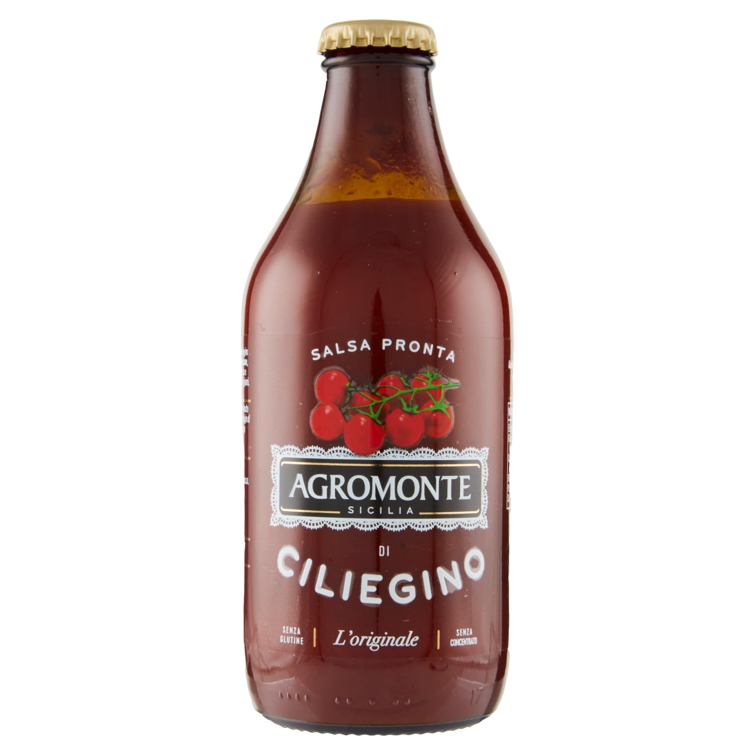 Agromonte - Puré de tomate listo para usar salsa de tomate cereza 12 x 330 g Salsa Pronta di Pomodorino Ciliegino + llavero gratuito Beni Culinari