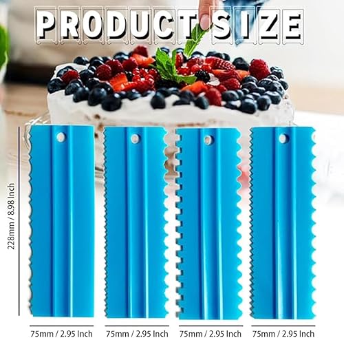 Miniatura 2 de Juego de raspadores para tartas, peine de decoración y glaseado más suave, raspador de dientes de sierra, pulidor de espátula de mantequilla, crema