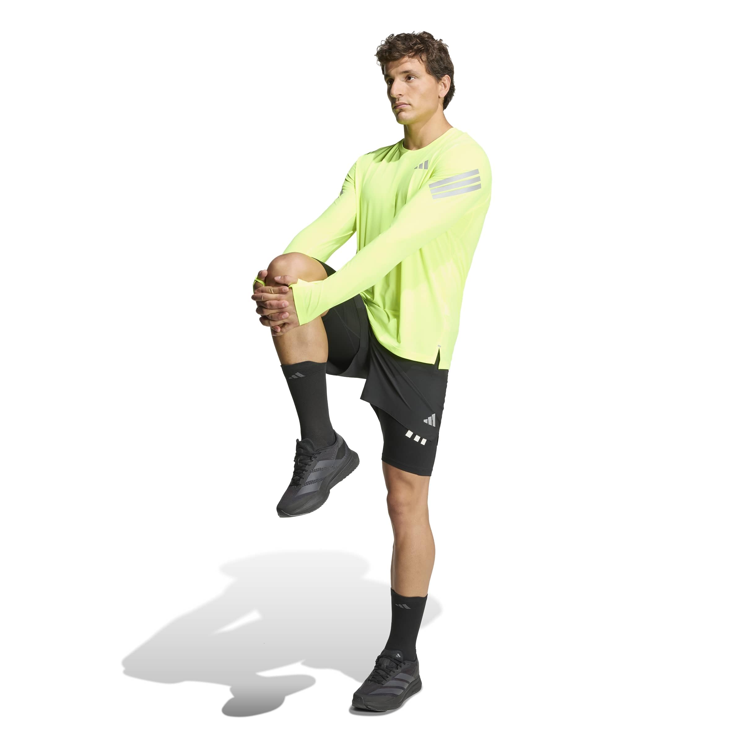 adidas Uomo Adi365 Running Iconic Long Sleeve Shirt, Solar Yellow/Reflective Silver, S