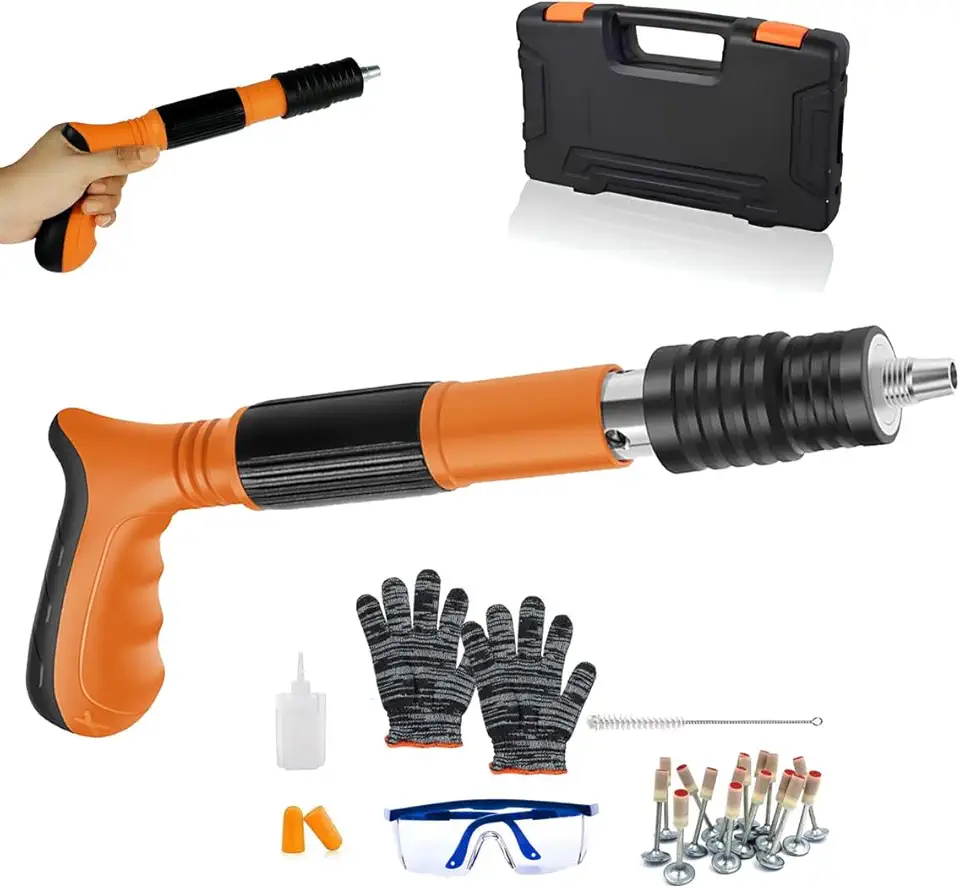 Pistola Fixaçao Finca Pino Rebitadeira EPI Açao Direta Alvenaria Drywall Gesso Acessorios Segurança Obra Construçao