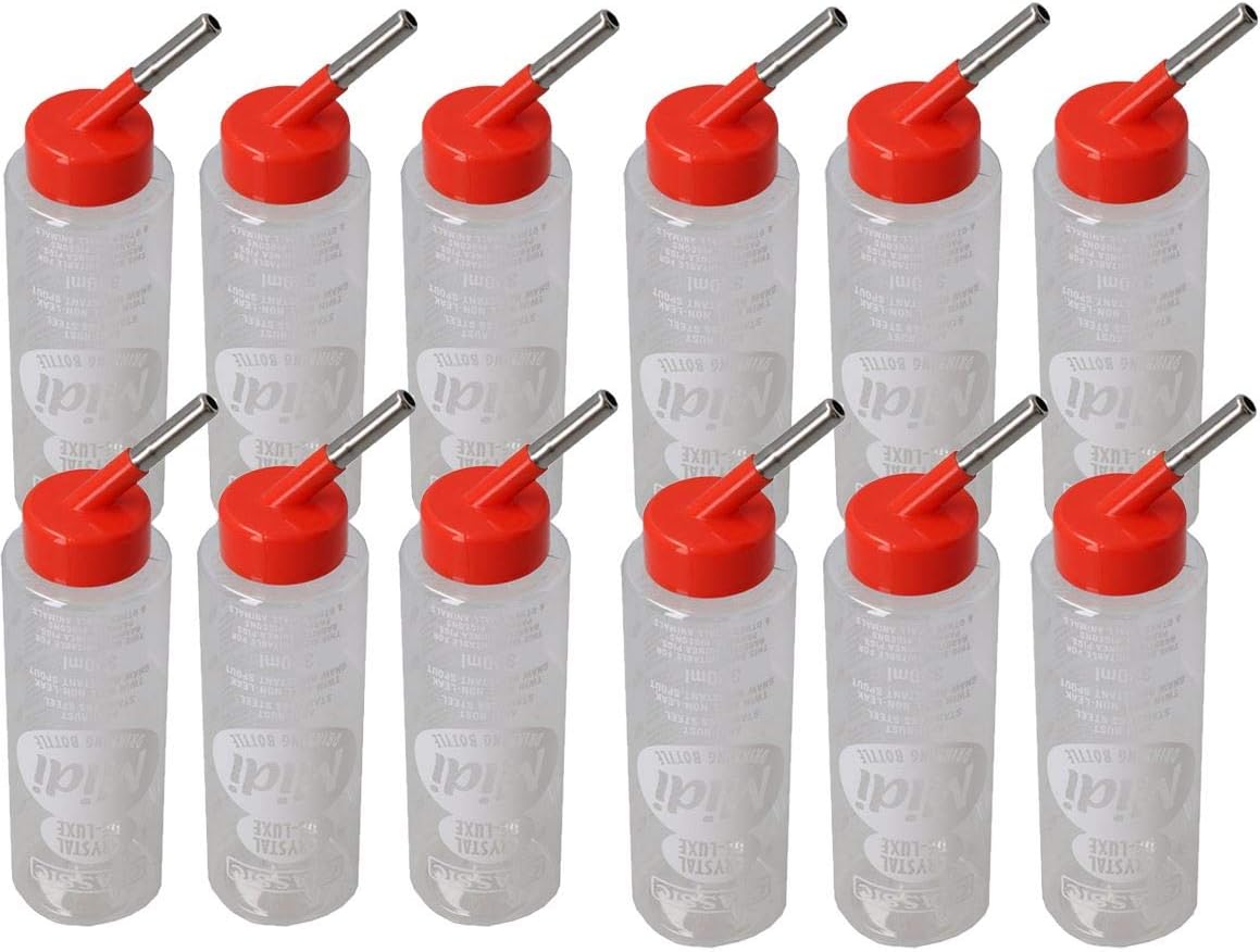 12PK Small Animals 320ml Anti- Rust Twin Ball Gnaw Resistant Sprout Water Bottle