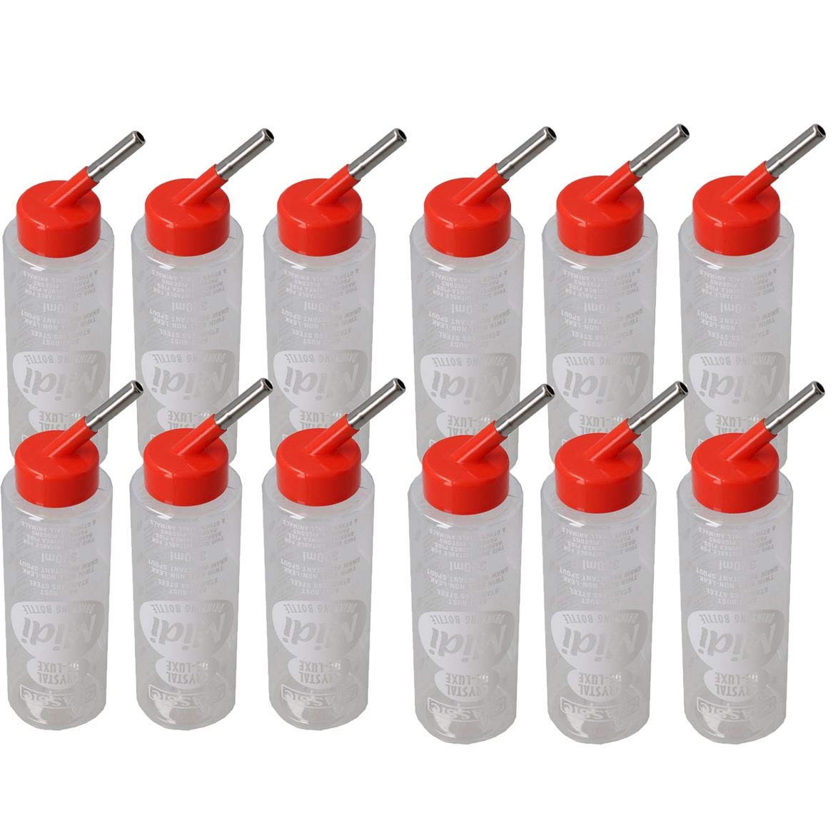 12PK Small Animals 320ml Anti- Rust Twin Ball Gnaw Resistant Sprout Water Bottle