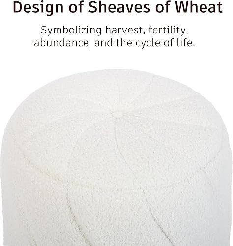 Miniatura 7 de Otomana redonda moderna, otomana con espiral, taburete tapizado de vellón de peluche para maquillaje, dormitorio, sala de estar, color blanco