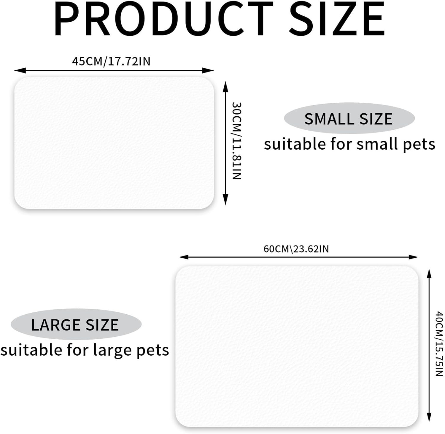30x45cm Solid Color White Print Pet Absorbent Feeding Mat - Quick Dry Food Pad/Leather Placemat, for Dog Cat Food Bowl Water