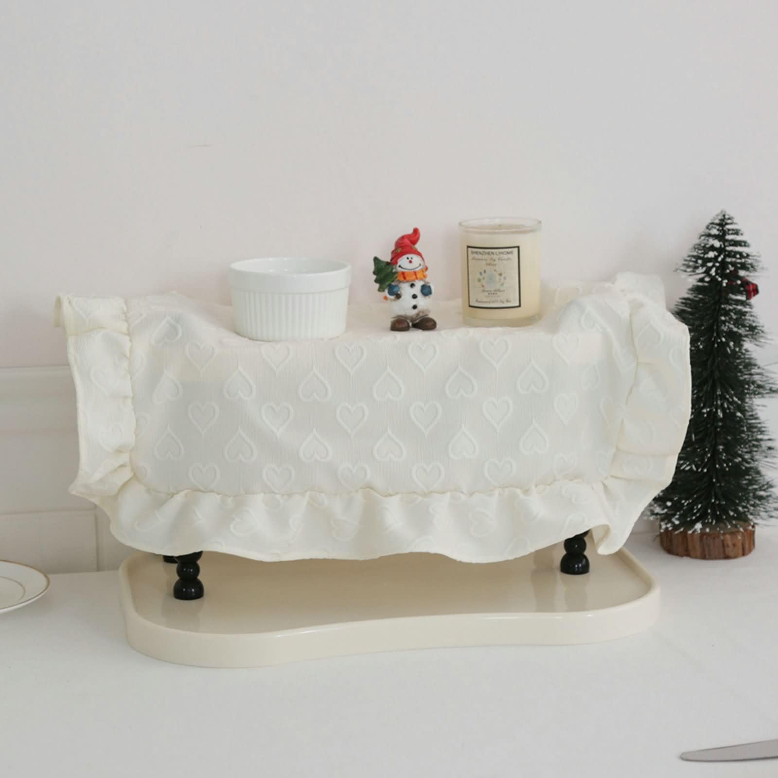 Lot de 4 Set de Table Lavable, 38 x 45 CM Tapis de Table Antidérapant Beige, Couleur Unie avec Motif Coeur