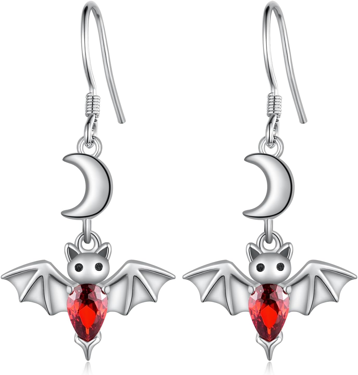 Bat Earrings 925 Sterling Silver Bat Drop Earrings Red Bat Animal Earrings Jewelry Gifts for Women