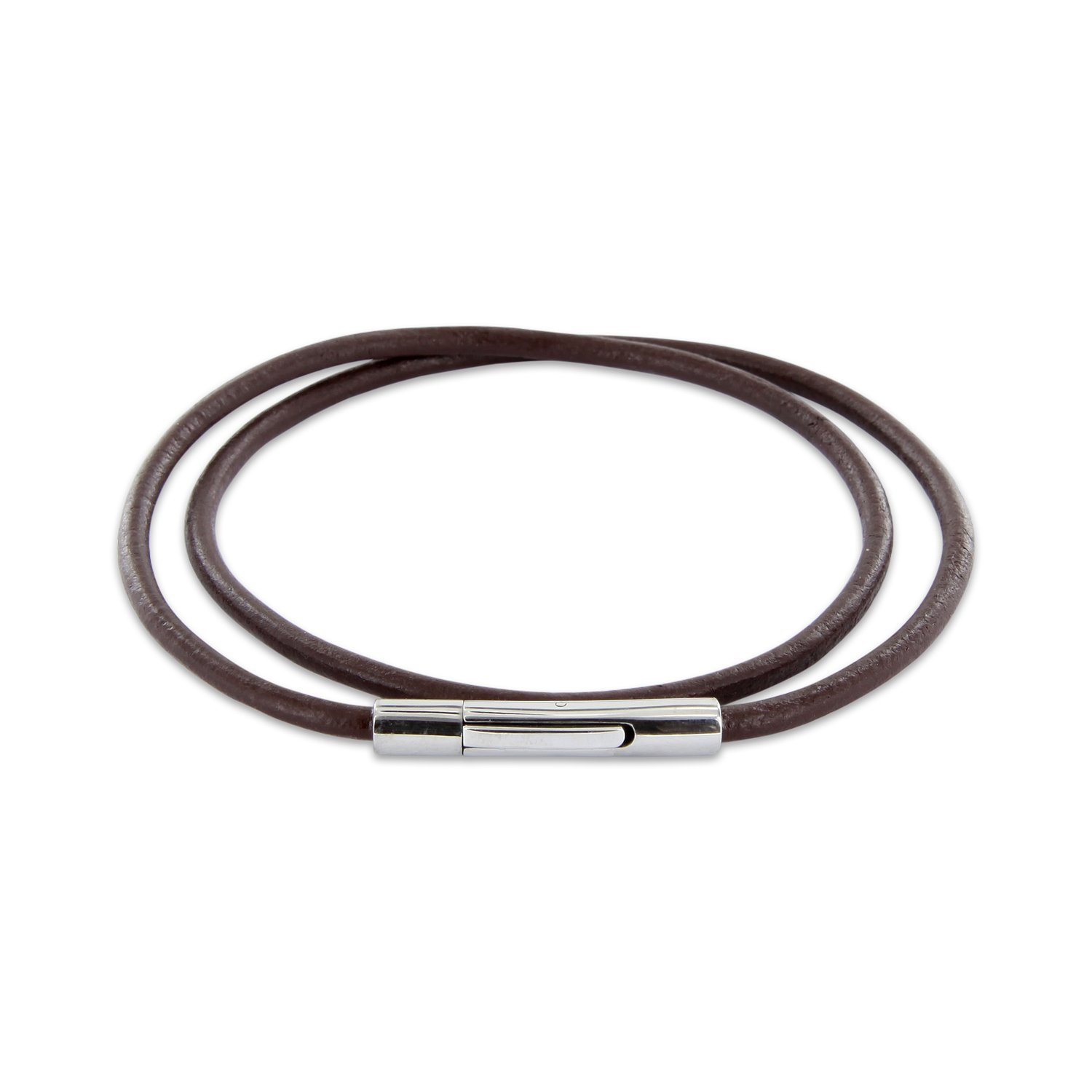 AURORIS Echtleder Armband & Kette Aus Pflanzlich Gegerbtem Rindsleder - 3mm Natur Mit Edelstahlverschluss