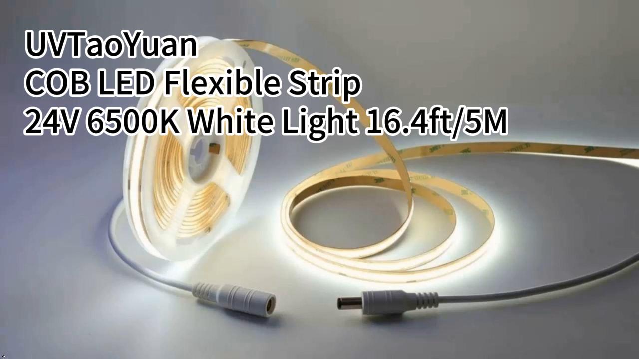Image of LED Strip Lights 24V Daylight White 6000K, 3 Pack (No Power Supply) | COB Super Bright, 16.4ft Dotless High Density, 14W /m 8mm Width, Cuttable Flexible for Home DIY Commercial Lighting Projects
