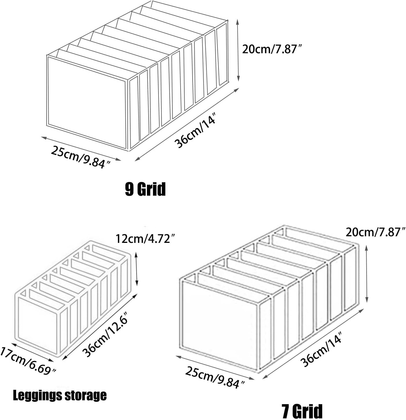 3 Pcs 7 Grids Washable Wardrobe Clothes Organizer,Jeans Compartment Storage Box, Foldable Closet Drawer Organizer Clothes Drawer Mesh ,and 9 Grids Shirts, T-shirts Grid (2 pcs Jeans Grid+Leggings Grid)