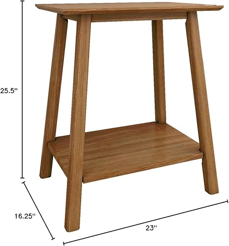 Miniatura 36 de Plank+Beam Mesa auxiliar de madera con almacenamiento, mesas auxiliares modernas de mediados de siglo para sala de estar, mesita de noche pequeña de