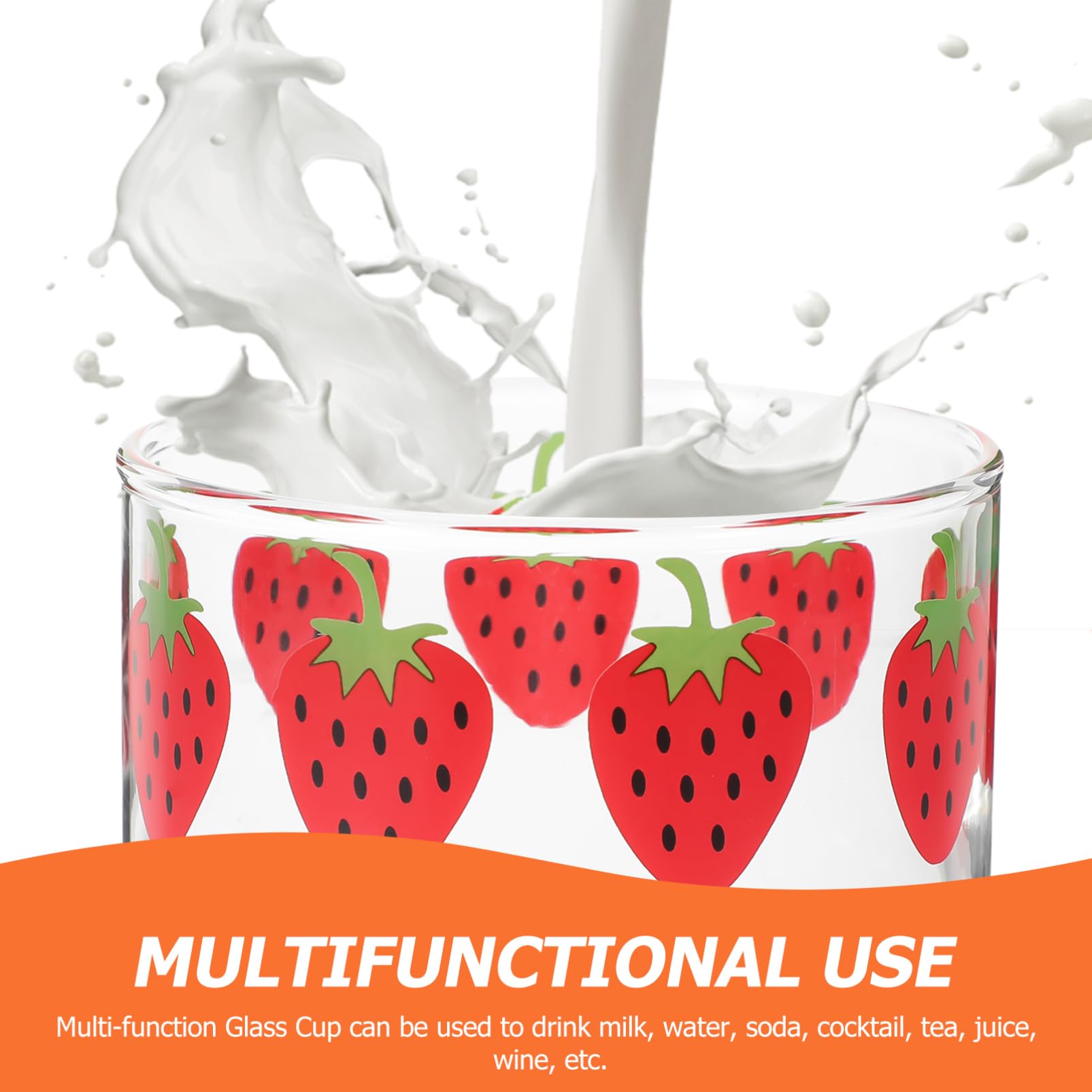 MOLUCKFU Strawberry Milk Cup Cutest Glass Mug for Kitchen Decor Latte Tea Water