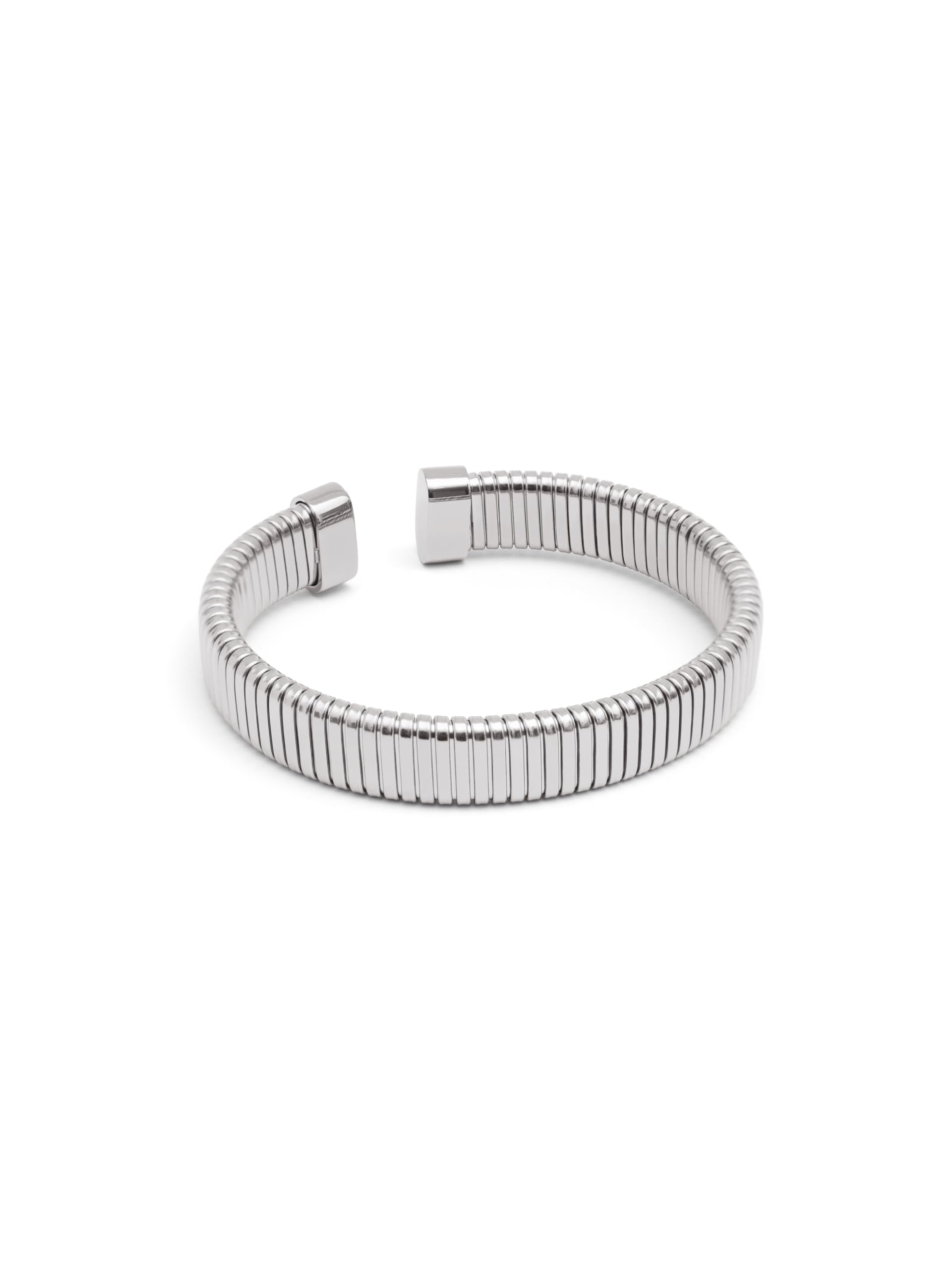SINGULARU Brazalete Big Belt. Acero con Acabado en Baño Oro de 18Kt. Pulsera con Apertura Flexible y con Grosor del Hilo de 4,5mm. Joyas para Mujer