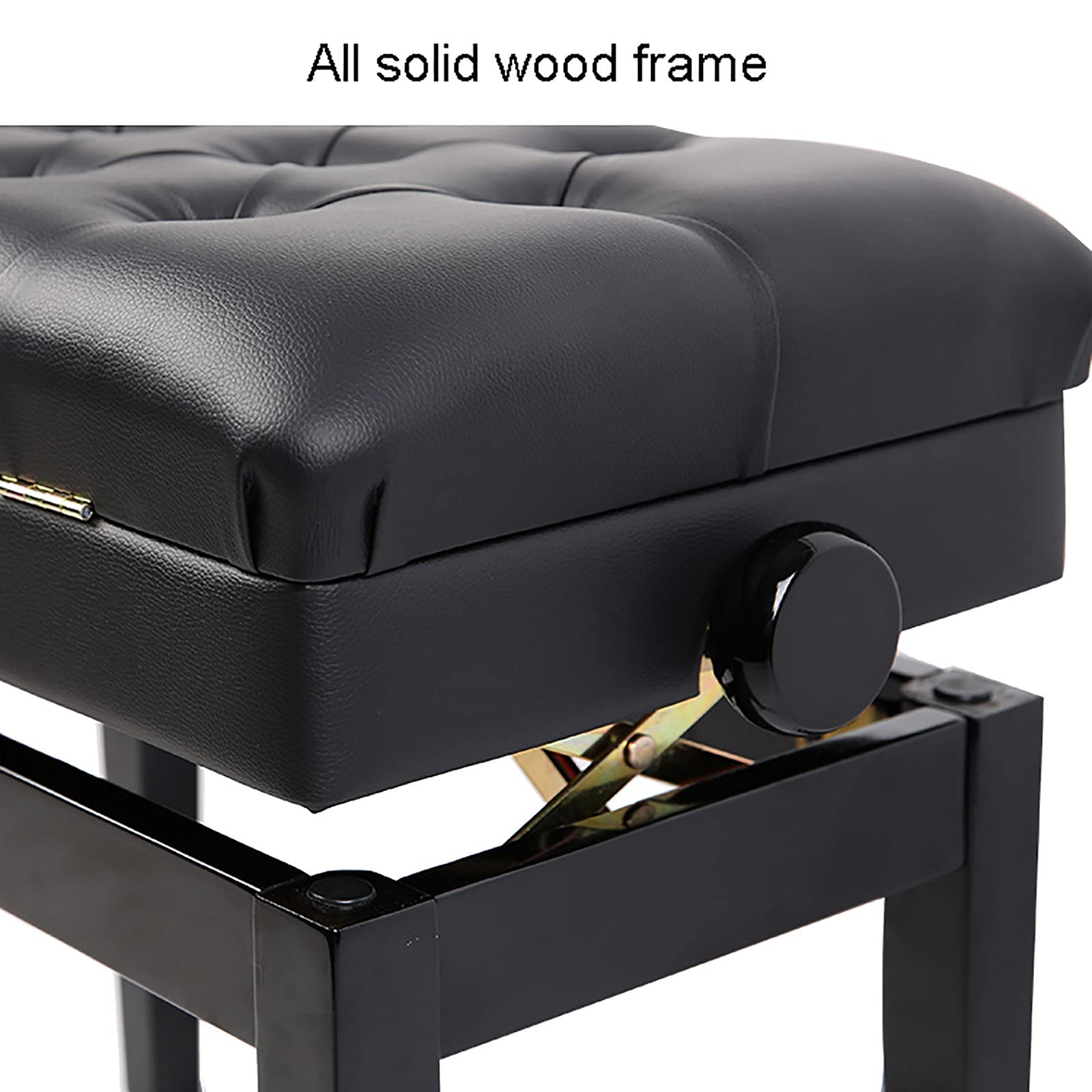 RWRAPS Deluxe Piano Bank Duet Keyboard Hocker Klavierhocker aus Massivholz 10 cm höhenverstellbare Bänke, 82 x 36 x 50–60 cm (schwarz)