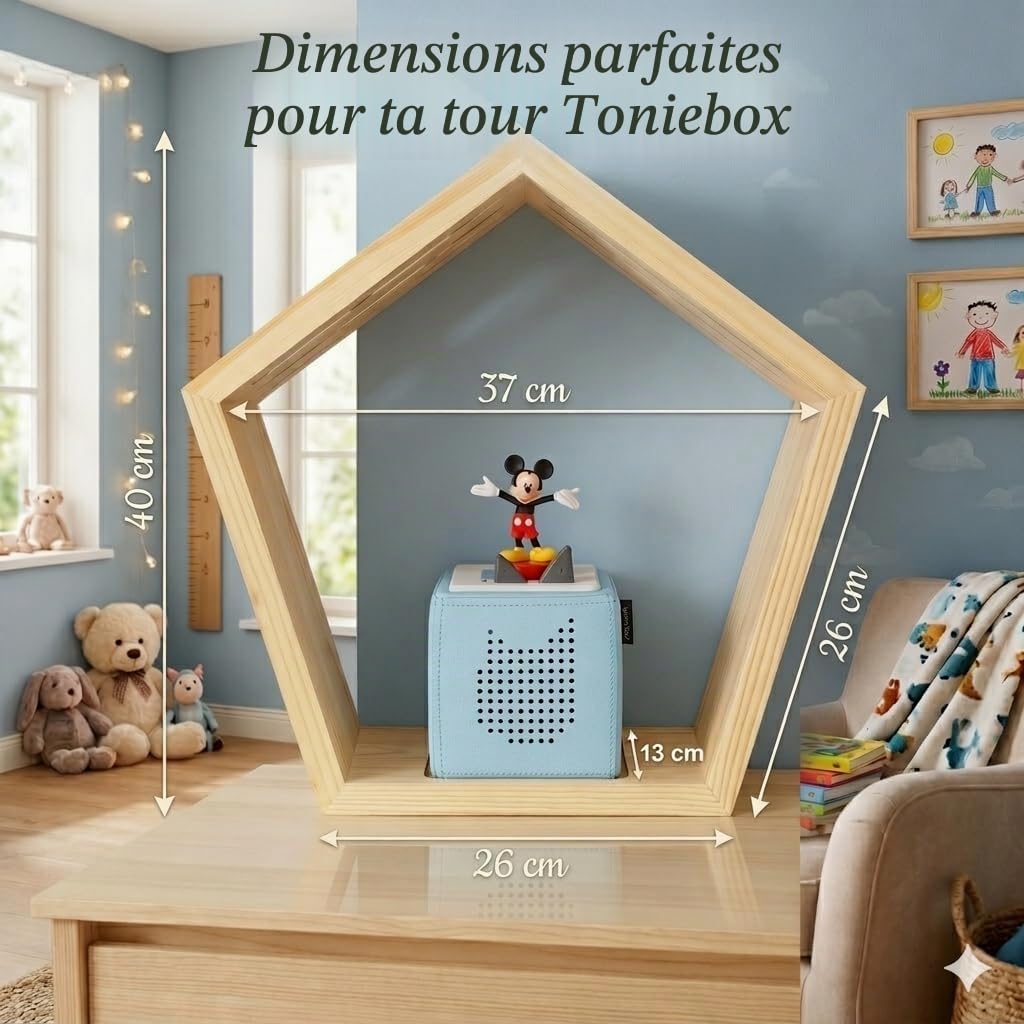 Baby Vivo Étagère pour boîte à Musique pour Enfant - Rangement Magnétique Accessoires Toniebox Support kit de Démarrage - Compatible avec Toniebox - Étagère Murale Chambre Enfant - Pentagon