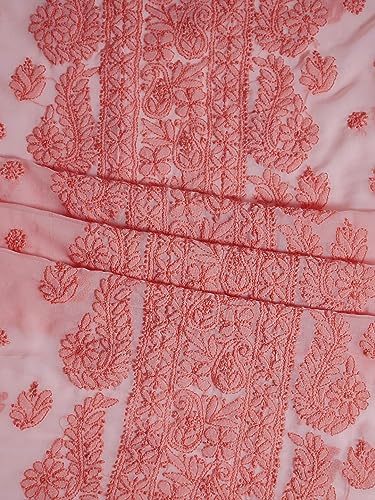 Image of Ada Hand Embroidered Lucknowi Chikankari Unstitched Georgette Salwar Suit with Dupatta for Women - Dress Material 3990