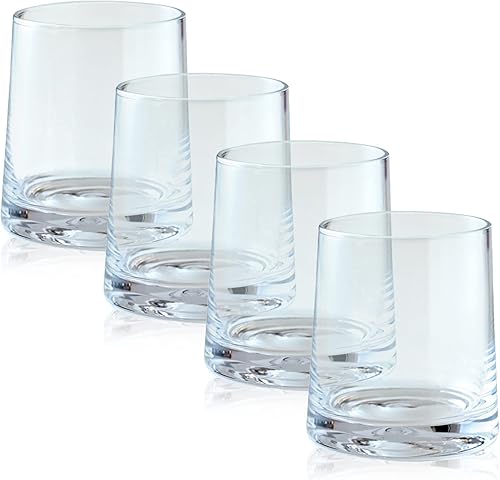 Sekonow Juego de 4 vasos de whisky, vidrio antiguo de 8.8 onzas, vasos de rocas, cristalería sin tallo para hombres y mujeres Bourbon Scotch