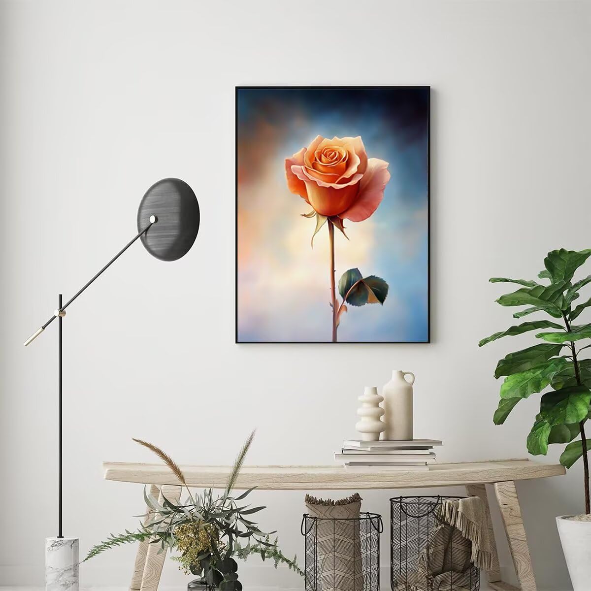 Dipingere con i Numeri Fiore, Paint by Numbers Adulti Pianta, Fai da te Creativi Adulti Quadri da Dipingere Numerati Kit per Decorazione Della Parete di Casa, Regalo 70x95 cm Senza Cornice 46-6
