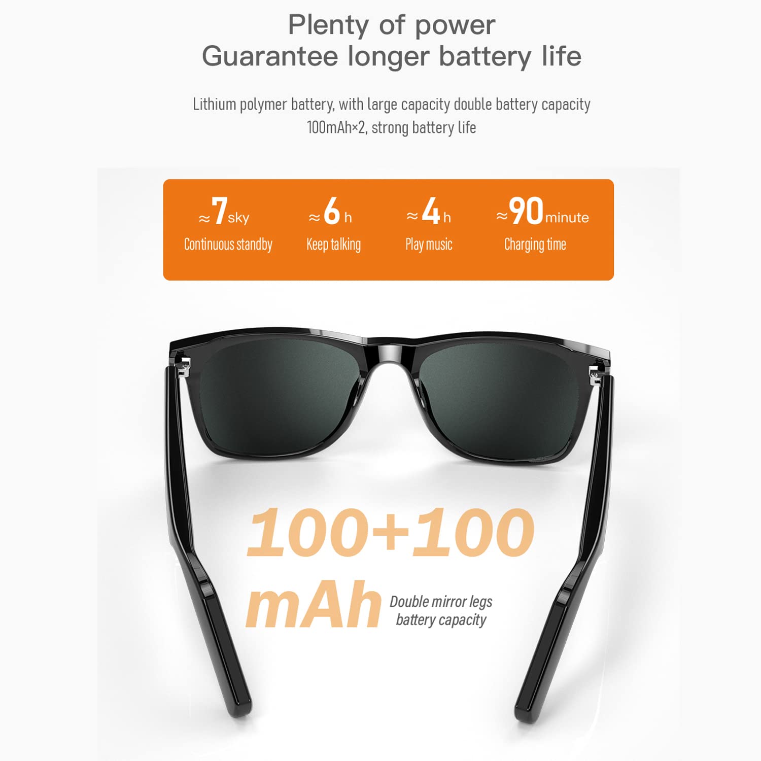 JZ TWS Smart Glasses Lunettes Intelligentes - Auto On/Off - Compatible Voice Assistant - Volume Control - Selfie - Open Ear Audio for Smart Device with Bluetooth