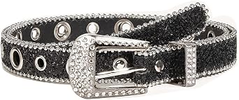 Rhinestone Belts for Women Western Cowgirl Bling Skinny Leather Belt for Jeans Pants Dresses Fit for 27"-39"