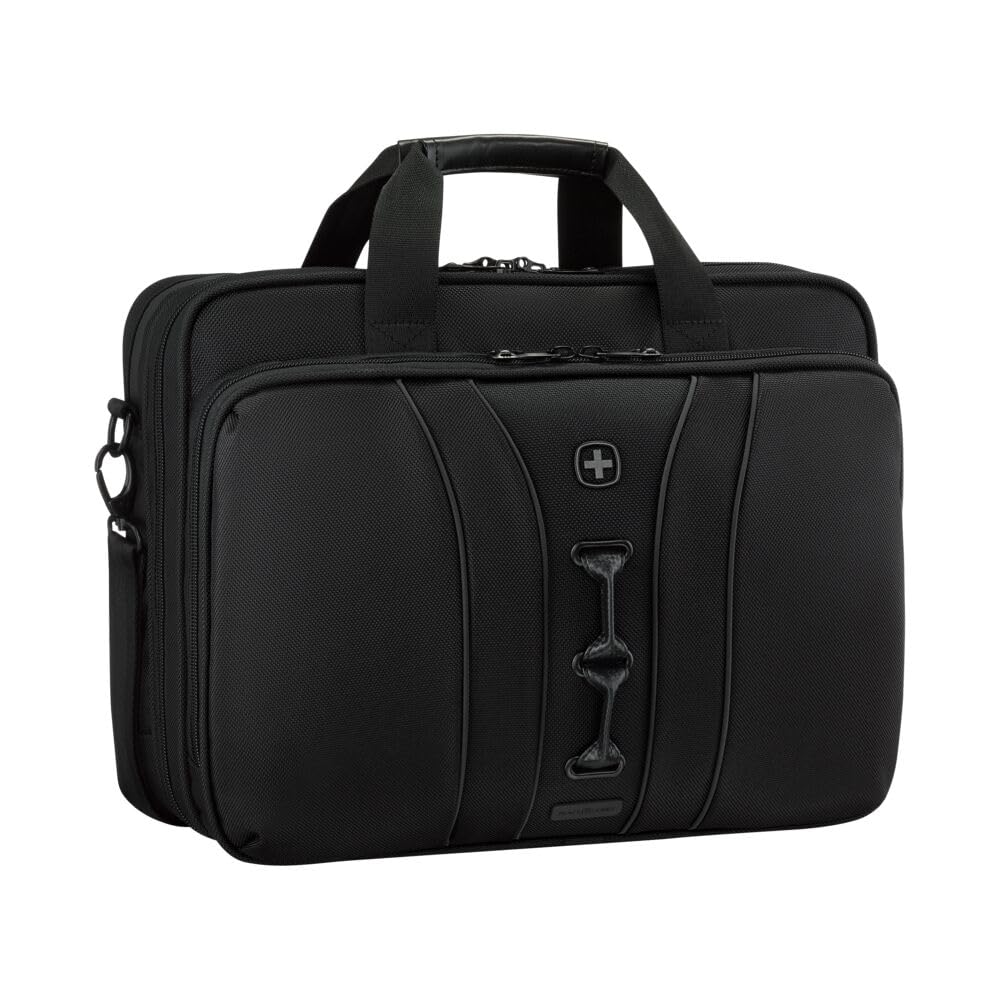 Wenger Legacy Black Series Maletín para portátil con correa, notebook de hasta 16", compartimento para tableta, maletín, 15 l, oficina, negocios, universidad, negro, 653630