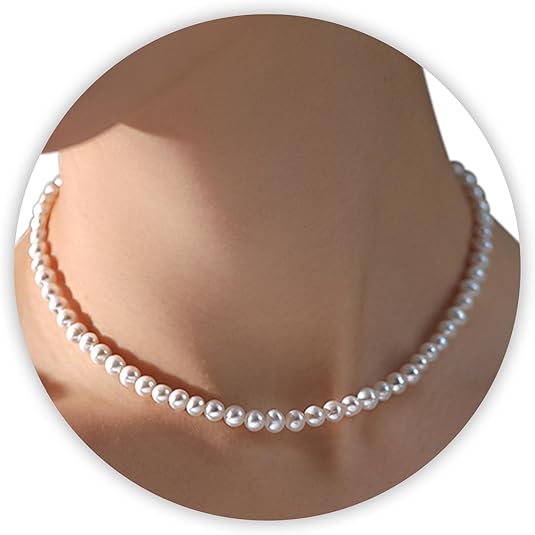 Pearl Necklaces for Women, Gold Pearl Choker Dainty Single Pearl Necklace Layered Daisy Necklace Set Pendant Strands for Bride Bridesmaids, Homecoming Costume Prom Jewelry Wedding Gifts