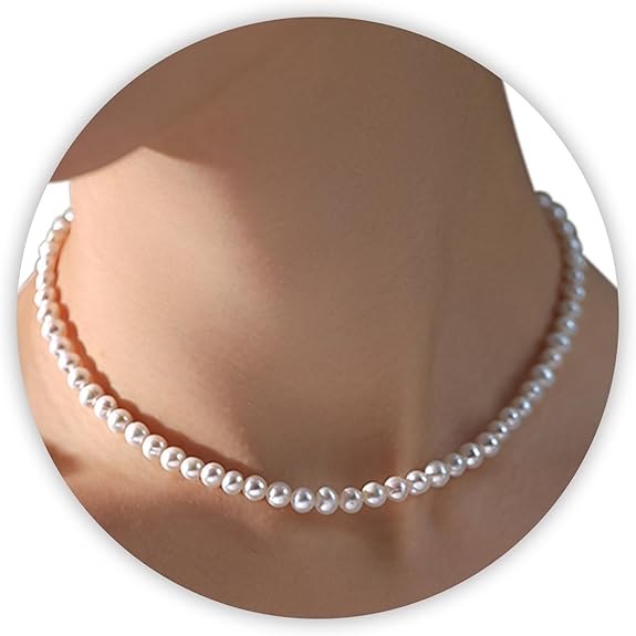 Pearl Necklaces for Women, Gold Pearl Choker Dainty Single Pearl Necklace Layered Daisy Necklace Set Pendant Strands for Bride Bridesmaids, Homecoming Costume Prom Jewelry Wedding Gifts