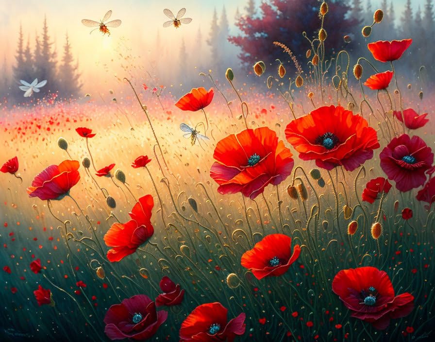 Peinture aquarelle champ de fleurs pour illuminer un intérieur sombre