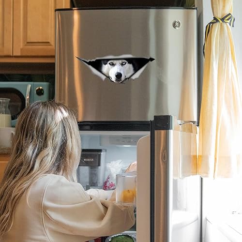 Miniatura 7 de Adhesivo decorativo 3D Husky para la ventana del coche, parachoques de la ventana del auto, Husky Crack de vinilo de perro husky impermeable 3D