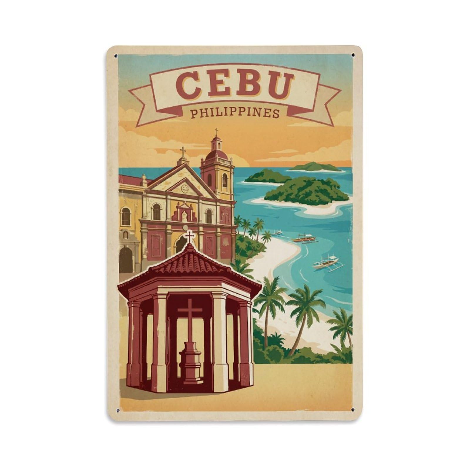 Metal Tin Sign Travel Retro Philippines Cebu