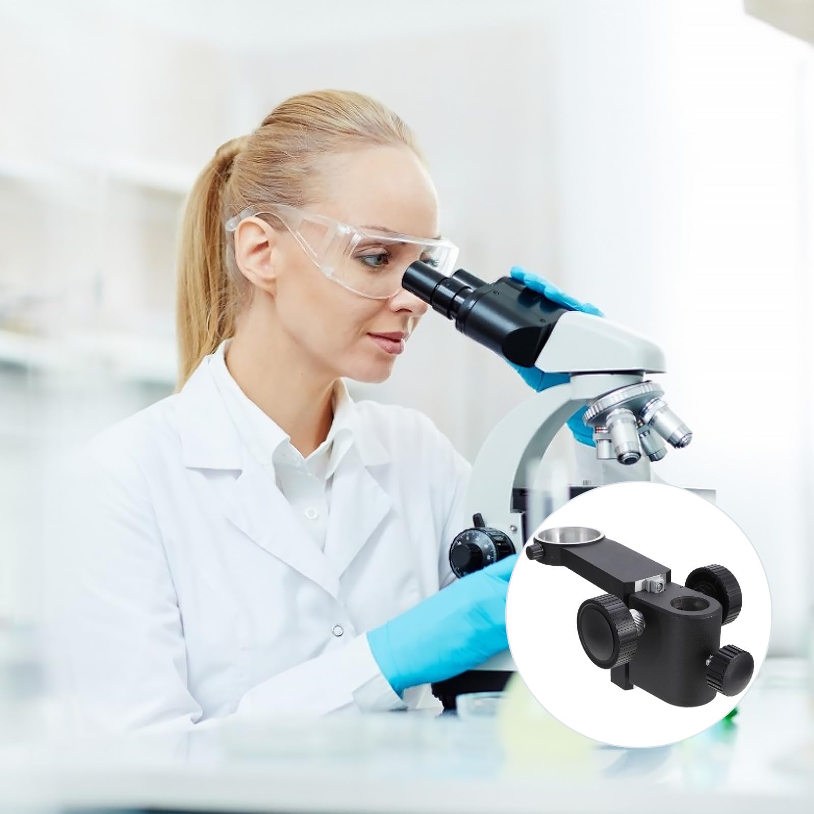 50 mm Mikroskop Fokussierhalterung aus Kunststoff Kompakt und Tragbar Verstellbarer Fokussierrahmen für Industrielle Kamera Objektivhalterung
