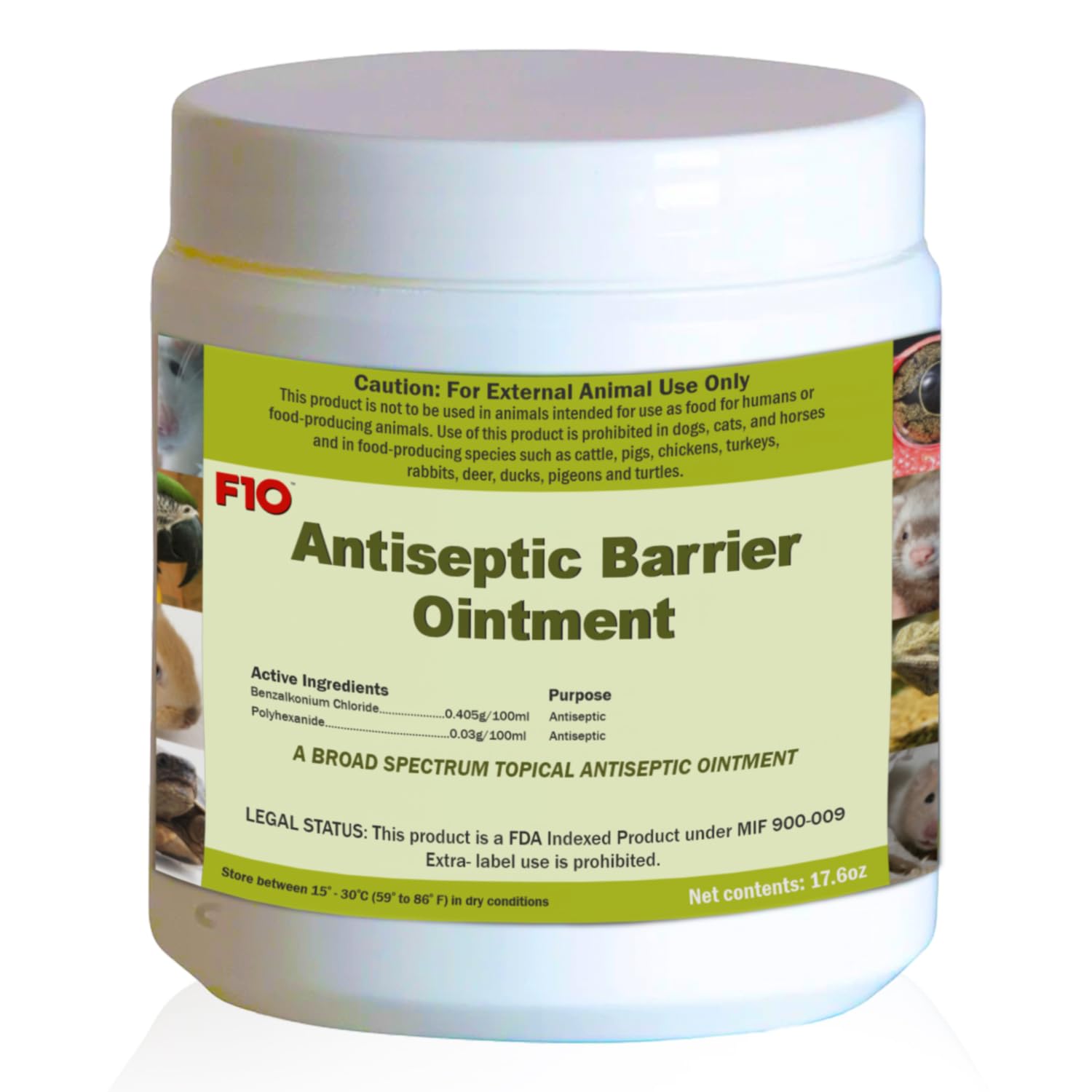 F10 Antiseptic Barrier Ointment for Reptiles, Birds, Small Animals & Exotic Animals, Wound Healing Ointment for Pet - 500g