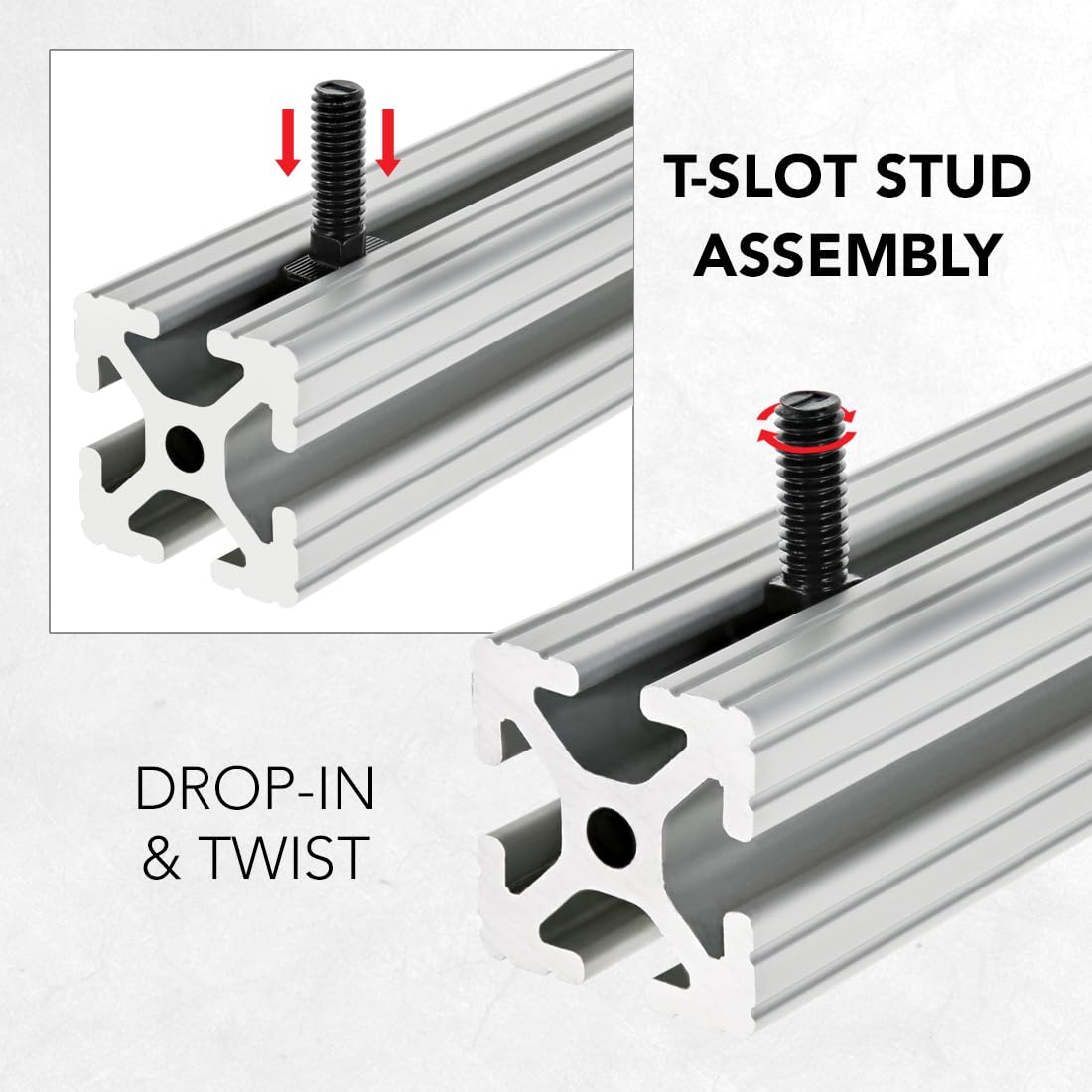 8020, 3301, 15 Series, 5/16-18 x 1" Long Drop in T-Slot Hammer Head Stud Bolt with 5/16 Hex Nut and Washer for 80/20 Aluminum Extrusion T Slot Channel Hardware HW (15)