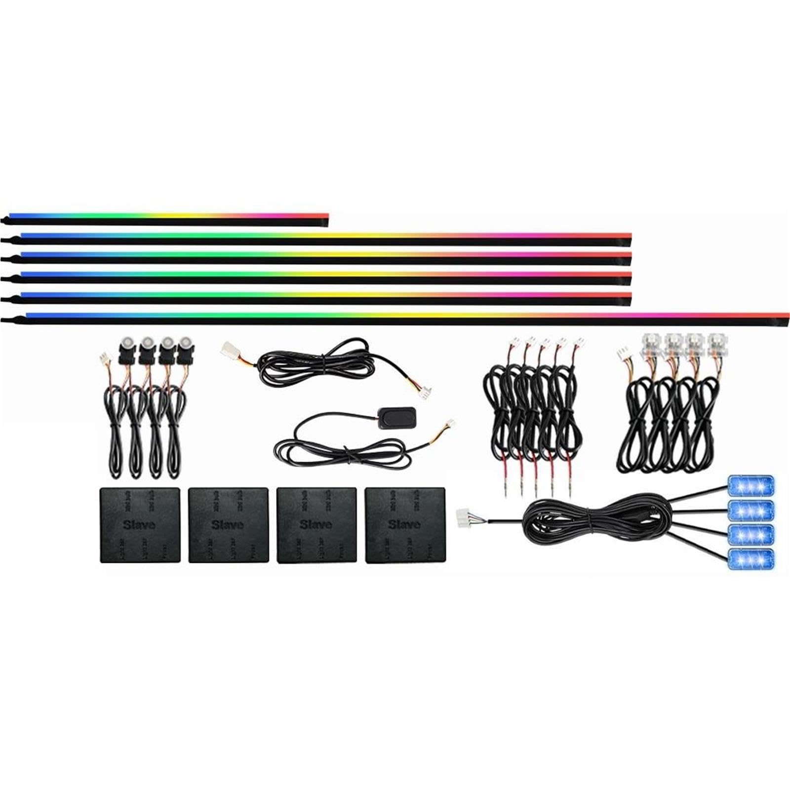 Luces Interiores del Coche Luces ambientales Coche 64 Color Symphony Streamer Bluetooth Rainbow Interior RGB Tiras Auto Atmósfera Kit lámpara Luz de Ambiente，(10 in 1 Not Rainbow)