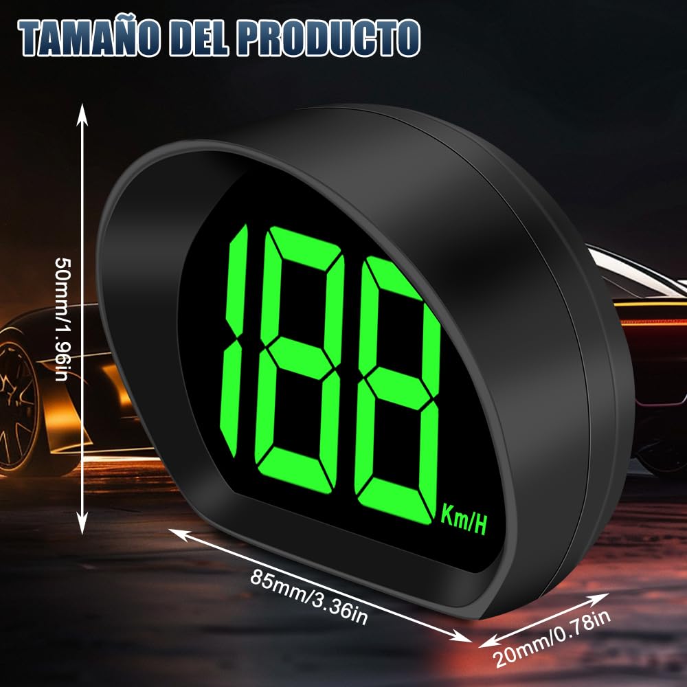 Velocímetro Digital HUD Para Coche con GPS y Beidou, Pantalla LED, USB Conectar y Usar, Compatibile con Todos los Vehículos, 10Hz Refresco, KM/H, Verde