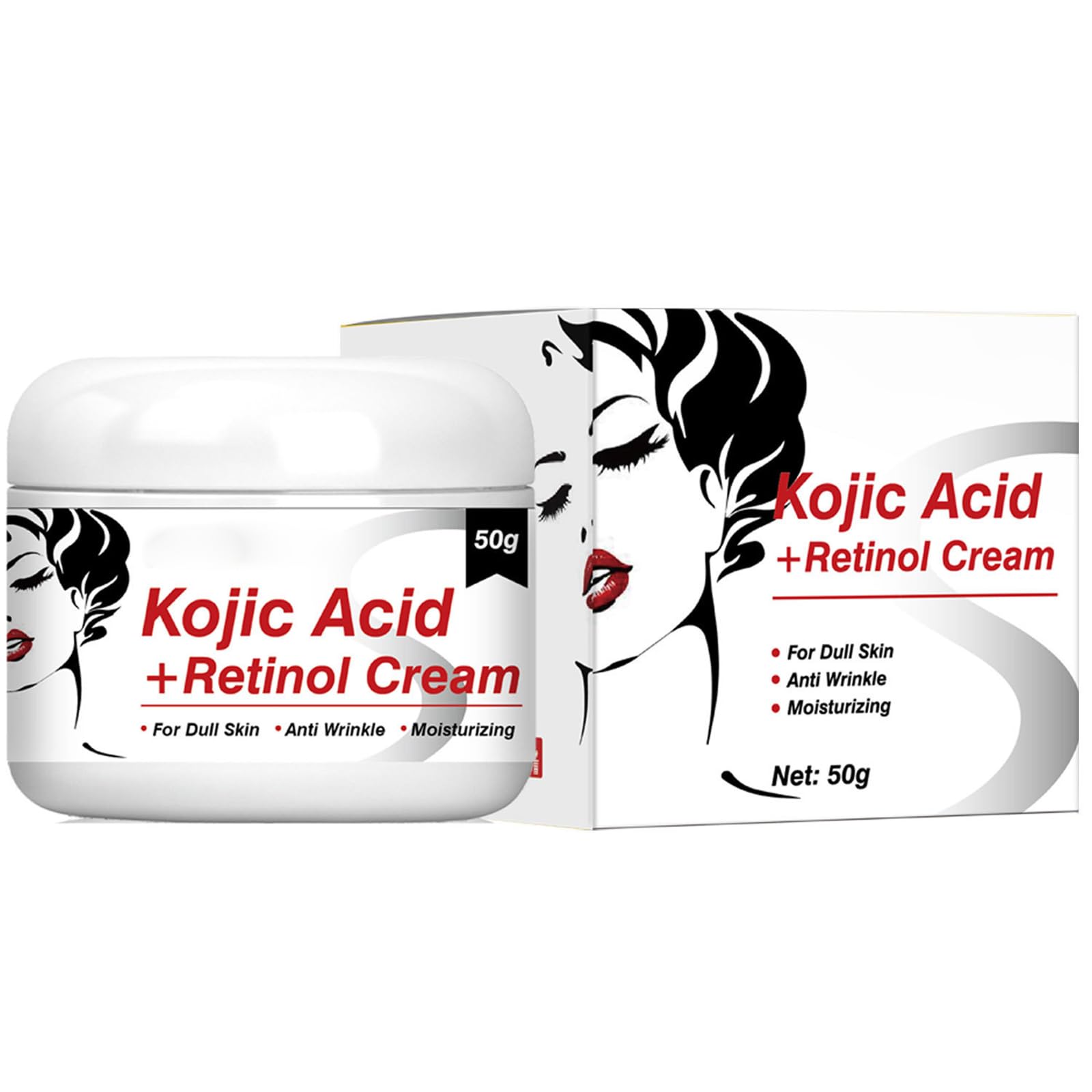 Kojic Acid Face Cream with Retinol - Skincare Moisturiser Face Women - Kojic Acid Lighten Spots and Improve Dull Skin - Moisturiser Plump Restore Elasticity Reduce Dryness - Anti Aging Face Cream
