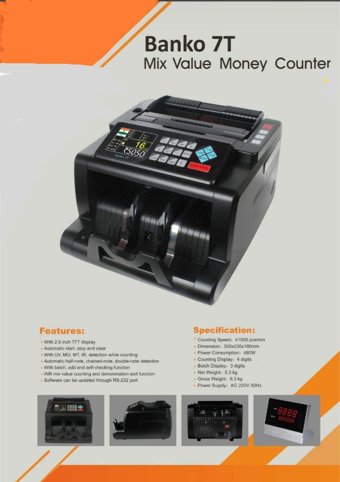 Buy Banko 7T Note Counting Machine Super Heavy Duty Note/Currency/Cash