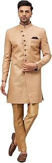 vm Men's Beige And Rose Gold Silk Blend Sherwani Set-picture-54