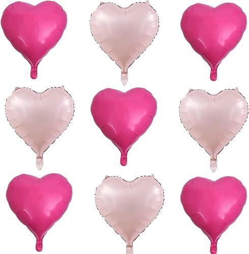 Giga Gud 30 globos de papel de aluminio, de 18 pulgadas, rosa intenso y rosa macarrón, con tema de amor, perfectos para proponer matrimonio, boda,