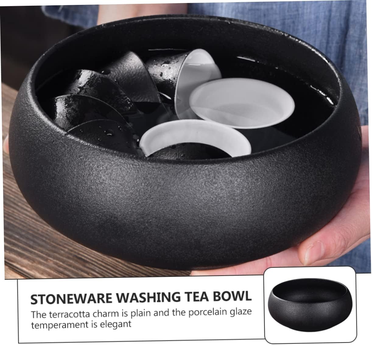 Black Tea Washing Bowl for Chinese Tea Lightweight with Smooth Rim and Home Decoration