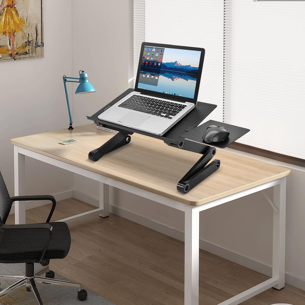Table De Lit Pliable Ergonomique – Support Ordinateur Portable Réglable 360°, Aluminium, Charge 25 Kg, Idéal Télétravail & Jeux
